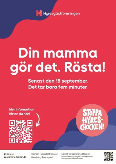 Förhandsgranskning: Affisch — Din mamma gör det. Rösta!
